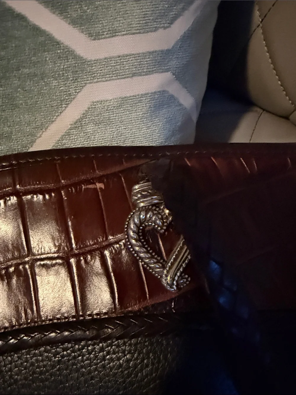 Brighton Classic Two-Tone Leather Tote Bag in Black and Brown
